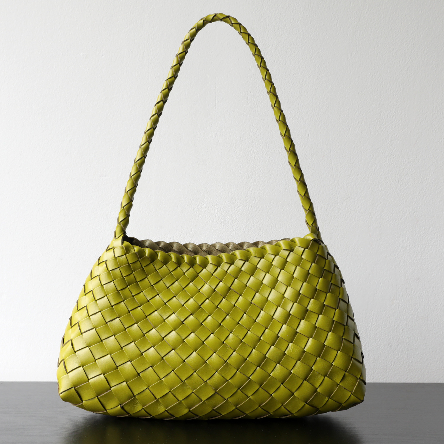 Niche Luxury Hand-Woven Top Grain Cowhide Leather French Vintage Basket Bag Genuine Leather Handbag Underarm Bag - Thumbnail 6