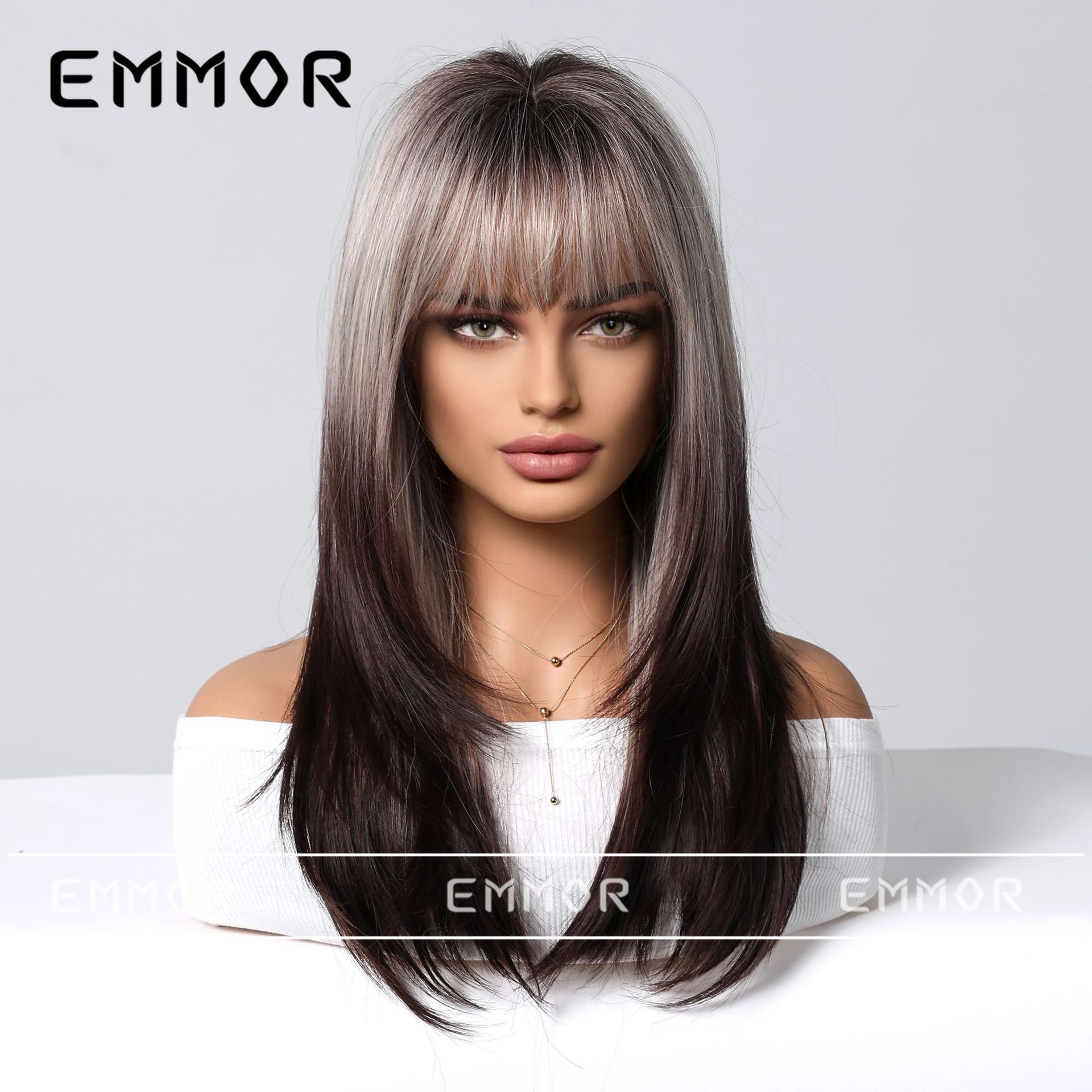 Nuevo flequillo de color degradado, cabello rizado de longitud media de alto nivel, peinado y reducción de la edad, peluca de dopamina de verano, tipo de cabello completo image 10