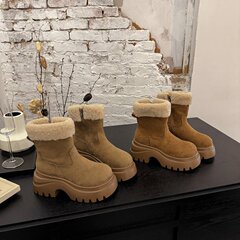 2025新款厚底雪地靴女冬季加绒加厚羊羔毛东北保暖棉靴爆款中筒靴