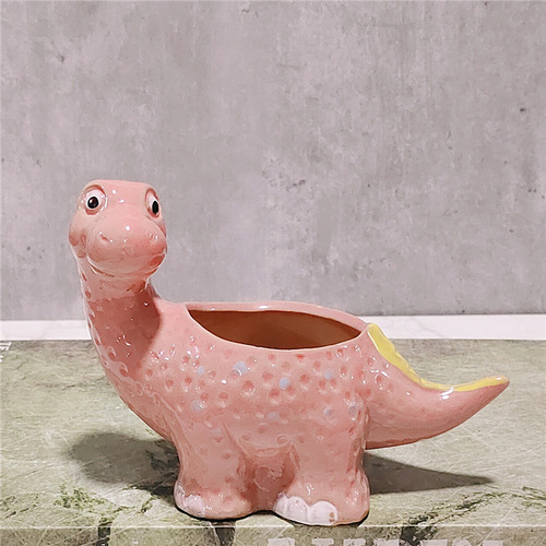 Cross-border Amazon best-selling ceramic dinosaur succulent plant pot container ornament cute cartoon animal juicy pot