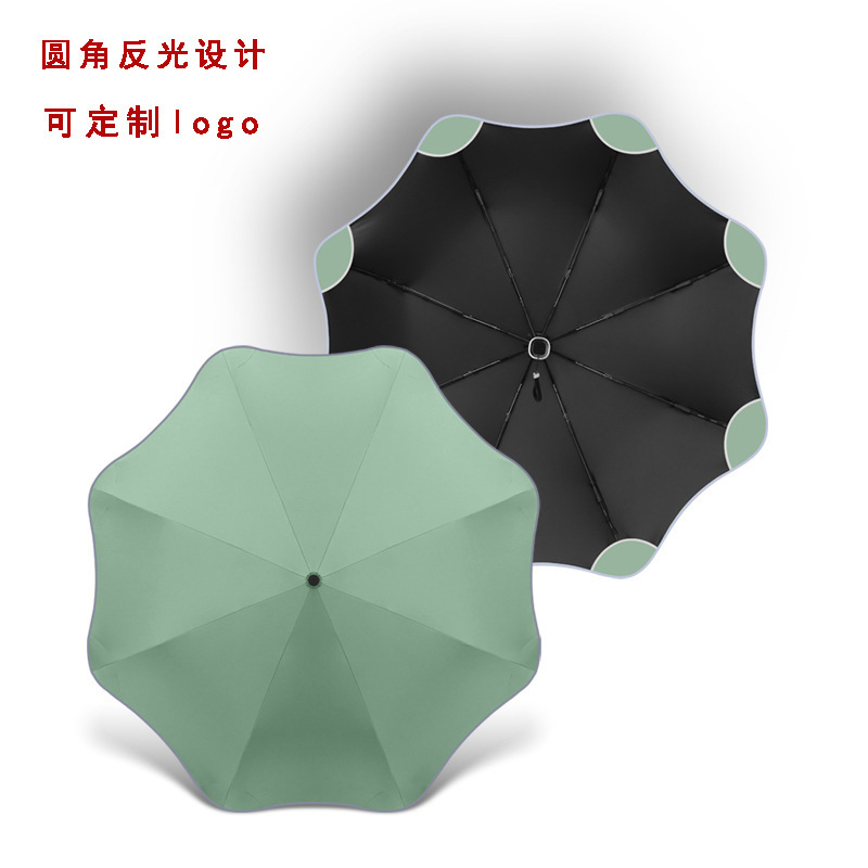 Creative tri-fold automatic rounded umbrella reflective edge covered dual-use black offset printing logo umbrella advertising umbrella automatic Creative tri-fold automatic rounded umbrella reflective edge covered dual-use black offset printing logo umbrella advertising umbrella automatic