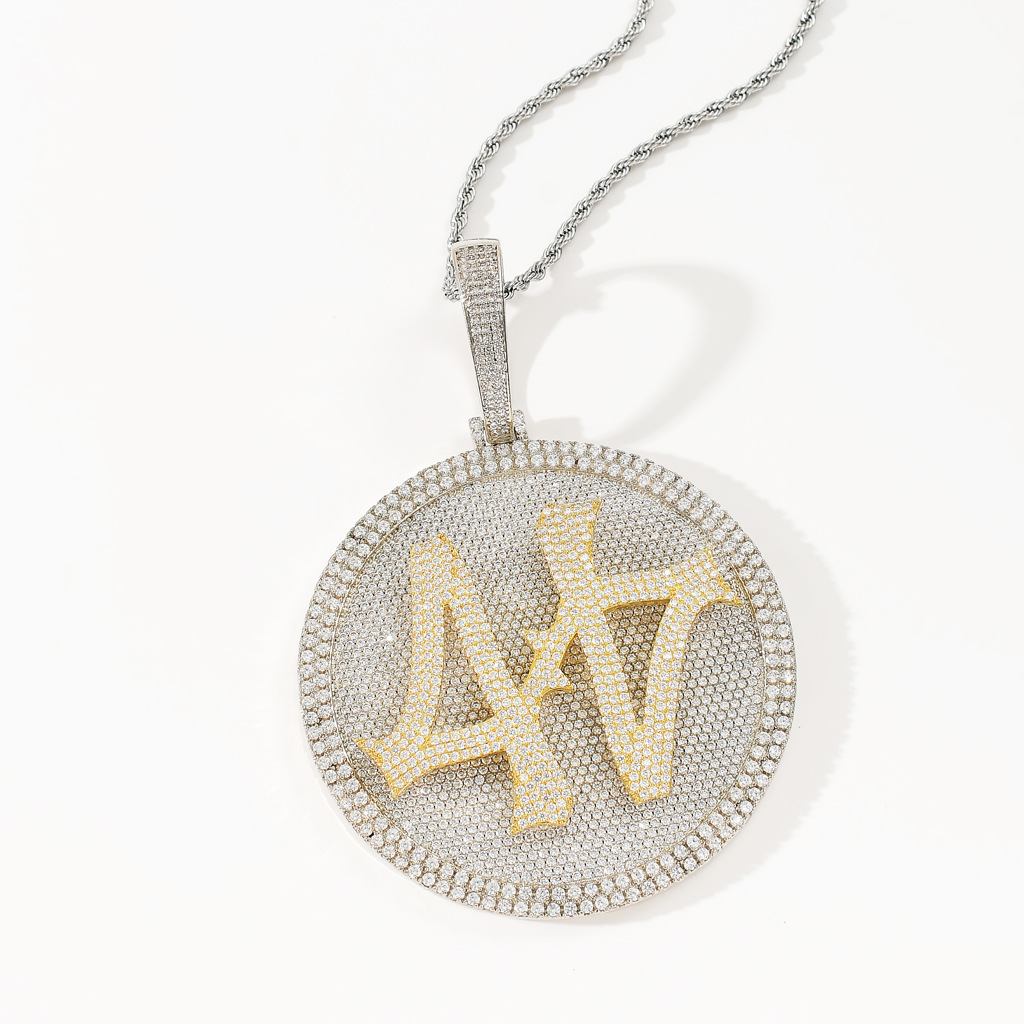 Rotatable Pendant Necklace For Men Solid Zircon Hip Hop Style_voghion.com