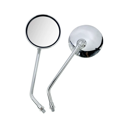 Factory wholesale European and American modified rearview mirror motorcycle electric car round retro large field of view mirror mirror (Motorcycle rearview mirror) - electroplating-10mm-positive-left-and-right-pair