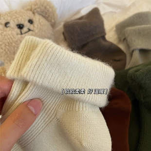 Autumn and winter New thick warm velvet vertical socks women's velvet warm tube sanding turn-up pile socks