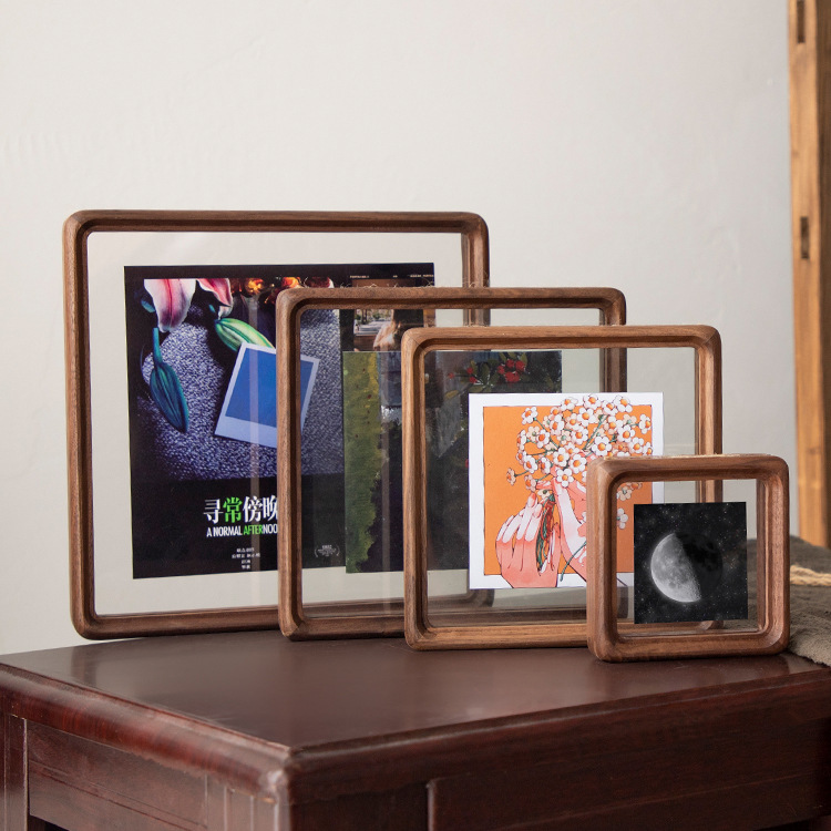 Double-sided transparent glass frame moon moon frame photo creative couple gift small table solid wood photo frame
