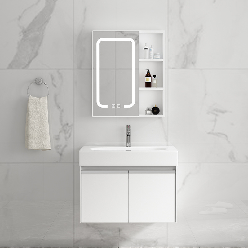 Pequeño apartamento espacio de baño de aluminio gabinete combinación mini lavabo de baño lavabo montado en la pared