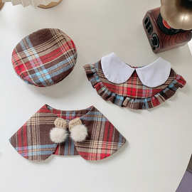 猫咪狗狗口水巾手工围脖围领宠物帽子围兜领结新款格子套装饰品