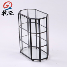 玻璃首饰盒黑色三层化妆收纳批发几何铜质玻璃花房微景观