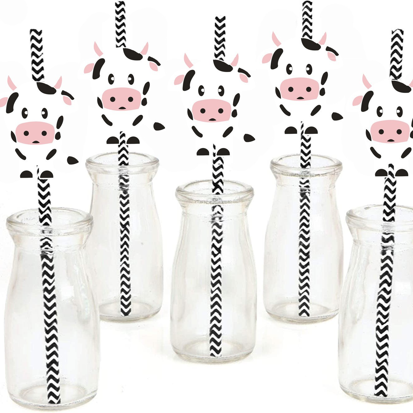 Fiesta transfronteriza decoración creativa Linda paja vaca cebra animal papel paja desechable degradación bebida Decoración