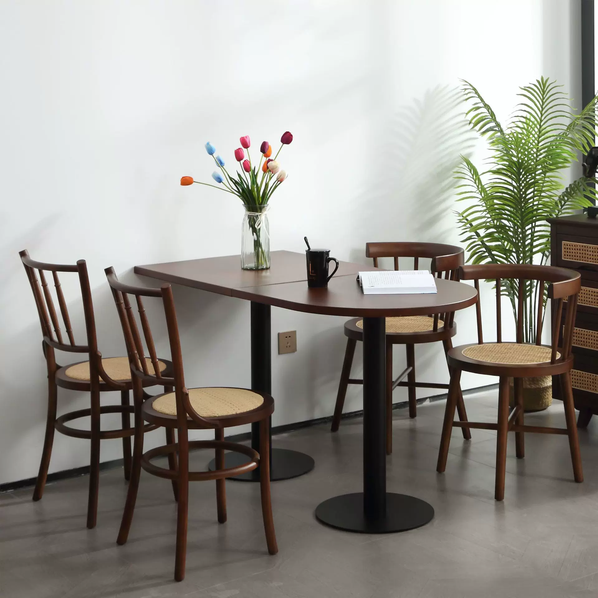 复古商用实木餐桌椅中古风西餐厅餐饮奶茶店料理店咖啡厅桌椅组合