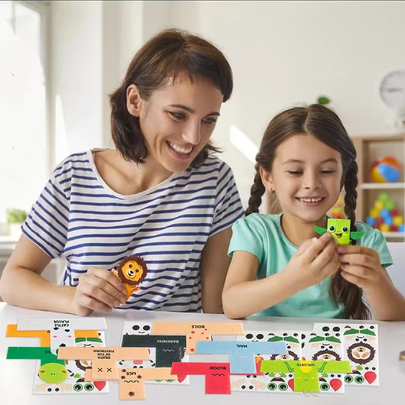 Inventario al por mayor fieltro dedo muñecas muñecas dibujos animados animales dedo muñecas fieltro juguetes para niños juguetes de puzzle