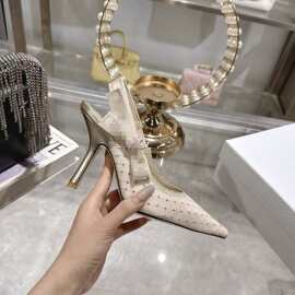 外贸跨境高品质时尚水钻蝴蝶结法头高跟凉鞋女High heels sandals