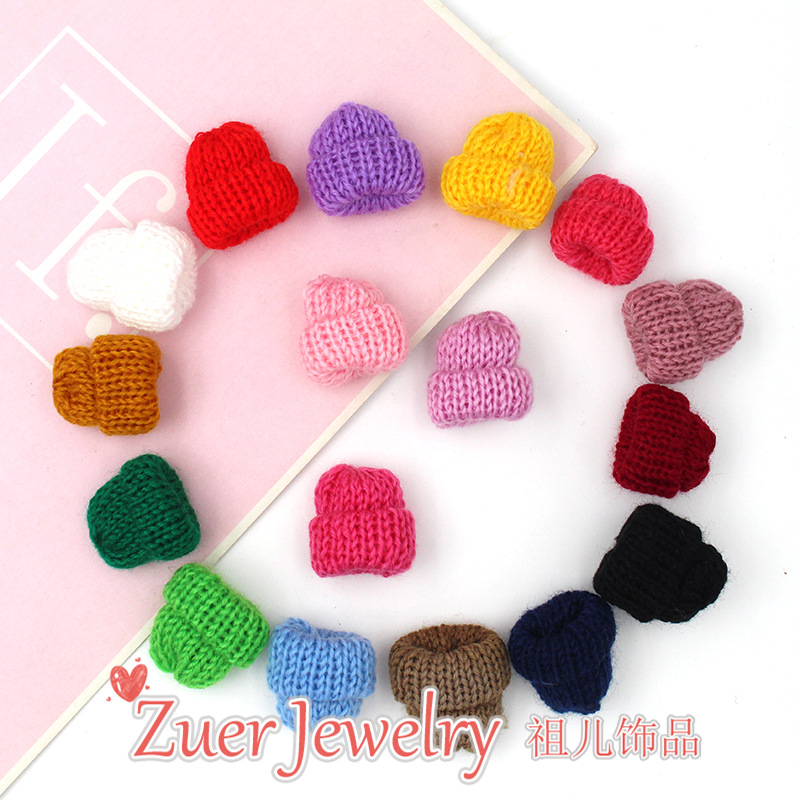现货创意迷你手指帽 DIY针织帽装饰 毛线小帽子 圣诞帽玩偶公仔帽