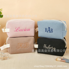 etsy热销刺绣款手提灯芯绒便携洗漱收纳化妆包袋化妆包旅行出差包