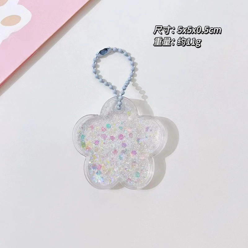 Transparent Creative Keychain DIY, 7×6×1.8 cm, assorted laser & glitter designs (random chain)