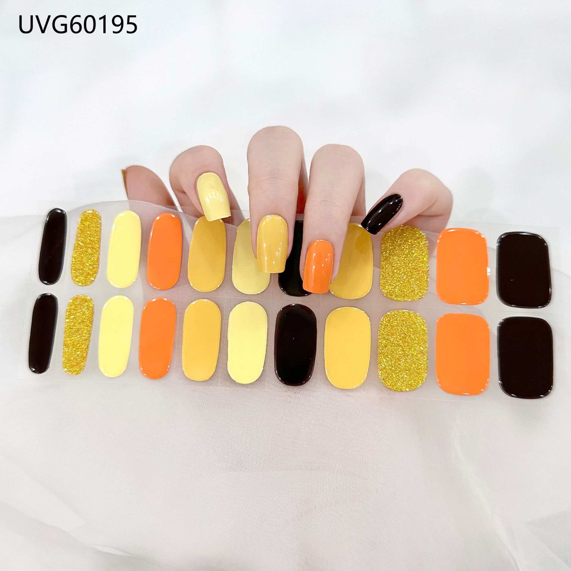 Pegatinas de uñas de gel UV transparentes efecto hielo, semicuradas, con lámina dorada, fototerapia, efecto película de aceite