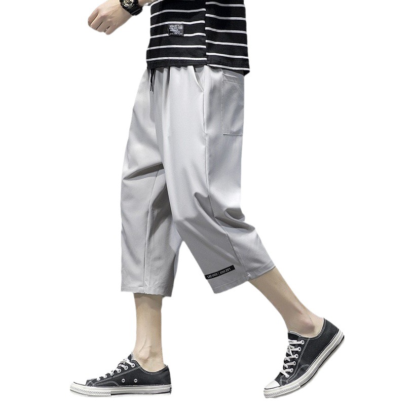 ¡Cool! Seda de hielo recortada pantalones cortos de los hombres de verano delgada suelta casual deportes sobre la rodilla de secado rápido 7 desgaste exterior