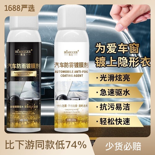 Car glass rainproof agent, anti-fog agent, water-removing coating agent, windshield reversing mirror, rear-view mirror defogger