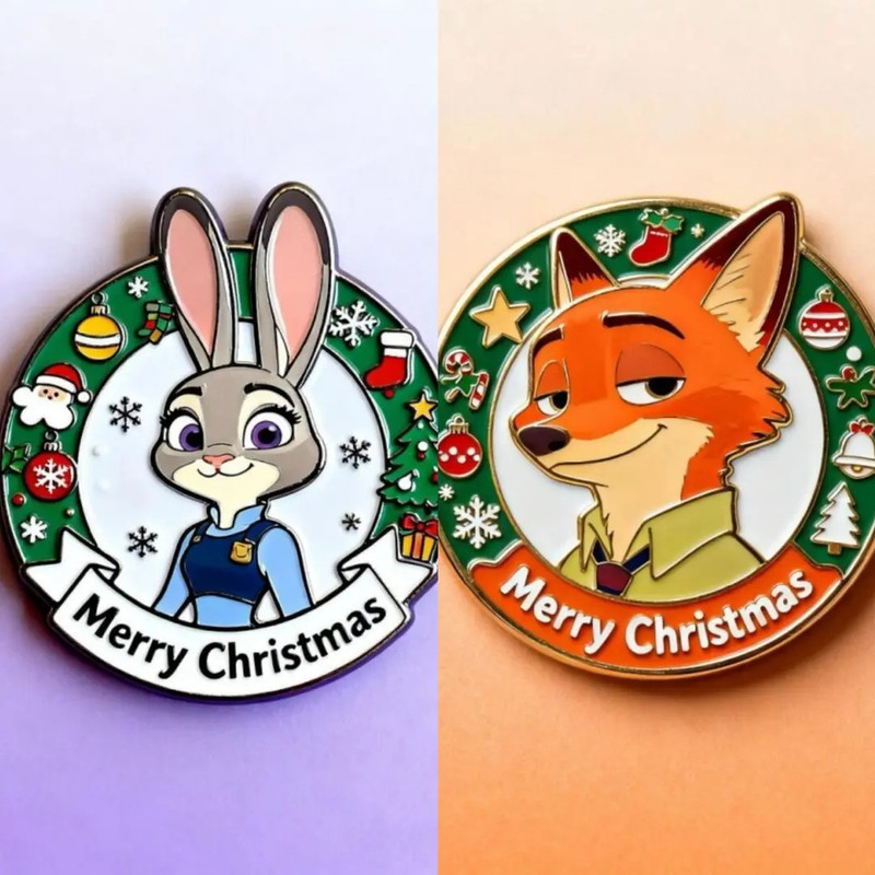 Alloy Brooch Judy Fox Nick Police Brooch Zootopia Metal Badge Cos Cartoon with Small Gift