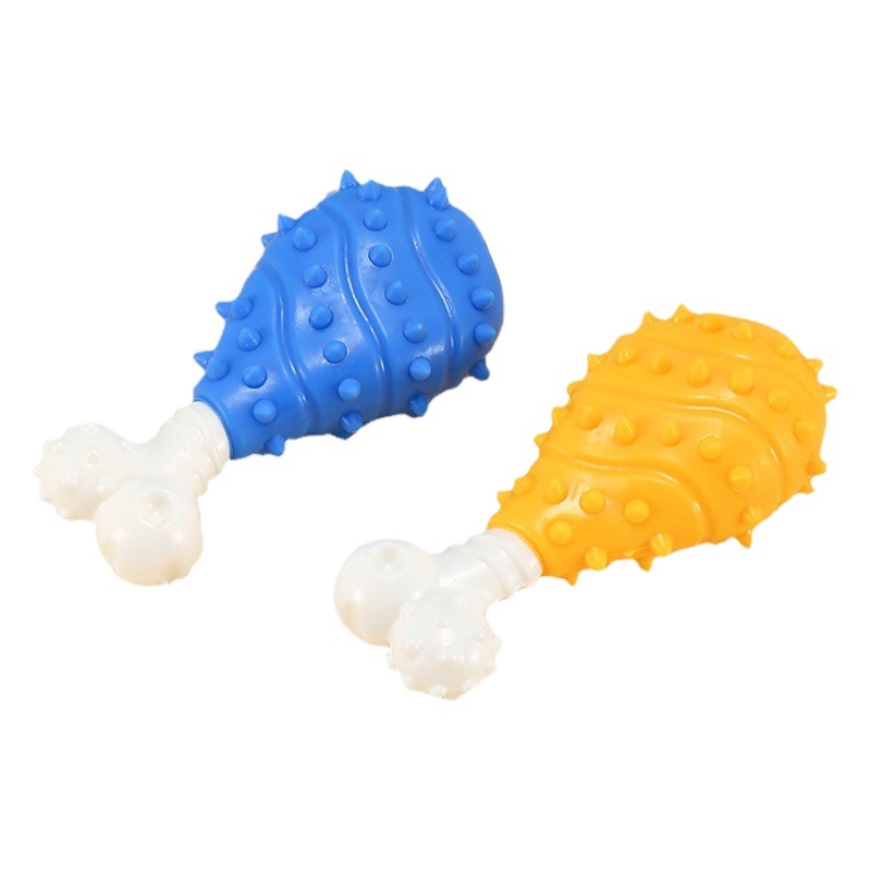 Juguete transfronterizo para mascotas hueso de pollo nylon recubierto de goma juguete para perros Limpieza de dientes resistente a los mordiscos masticar palo de molienda suministros para mascotas