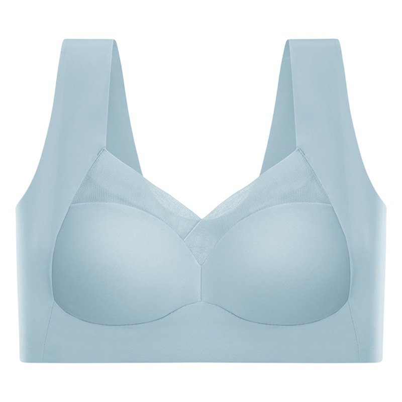 Malla desnuda sin costuras seda de hielo sujetador taza fija push up mama colección sin anillo acero sexy belleza espalda ropa interior para las mujeres verano