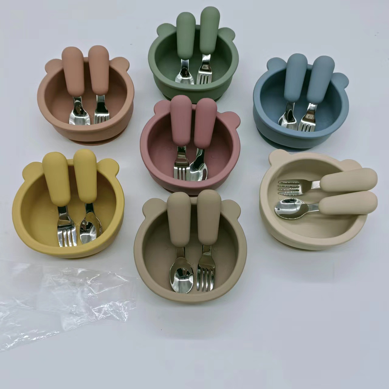 硅胶短柄不锈钢叉勺