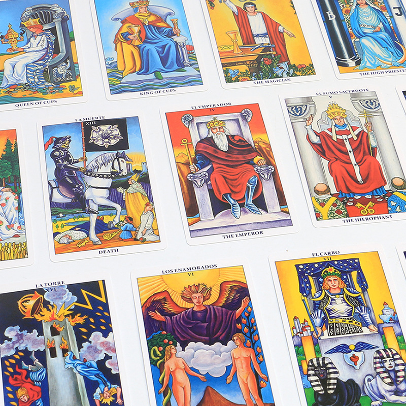 Cartas de tarot bilingües clássicas espanhol-inglês para jogos_voghion.com