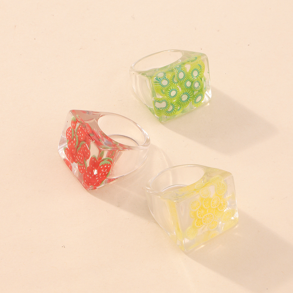 Fashion New Style Square Creative Resin Transparent Ring display picture 11