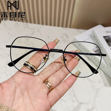 复古文艺金属平近视韩版潮个性防蓝光抗辐射平镜圆脸显瘦眼镜框
