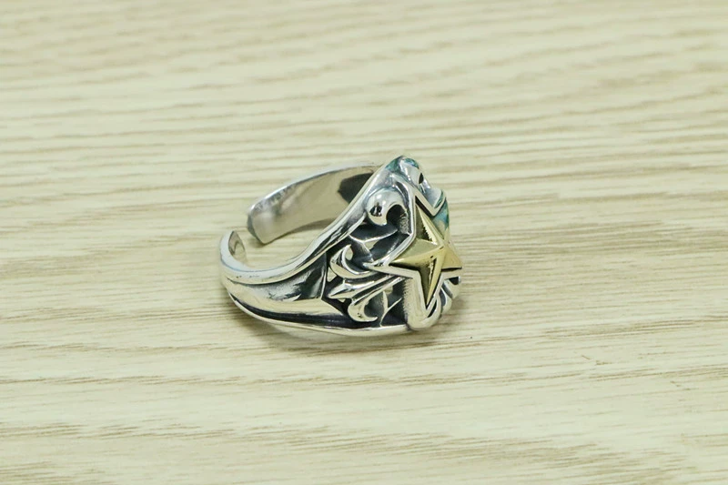 Кольцо ретро неоновое в стиле хип-хоп, серебро 925 пробы, европейский стиль, панк-стиль, на указательный палец, оптовая продажа