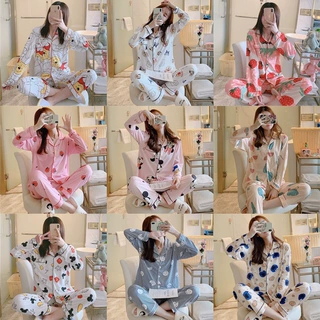 外贸睡衣女开衫韩版甜美清新学生东南亚睡衣家居服套装