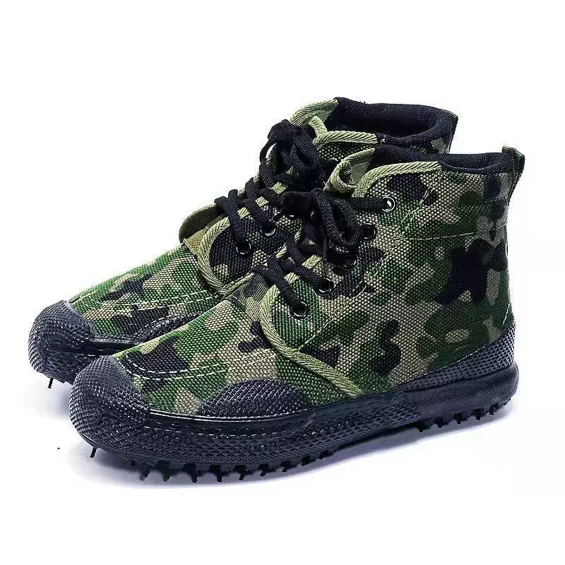 Обувь Jiefang, высокие туфли оптом, камуфляжная обувь, Желтая резиновая обувь, мужская и женская обувь для охраны труда, износостойкая Нескользящая Рабочая обувь с высокой талией, военная тренировочная обувь