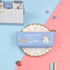 Cartoon capacious polyurethane pencil case, stationery for elementary school students, waterproof triangular storage system, Korean style, cat