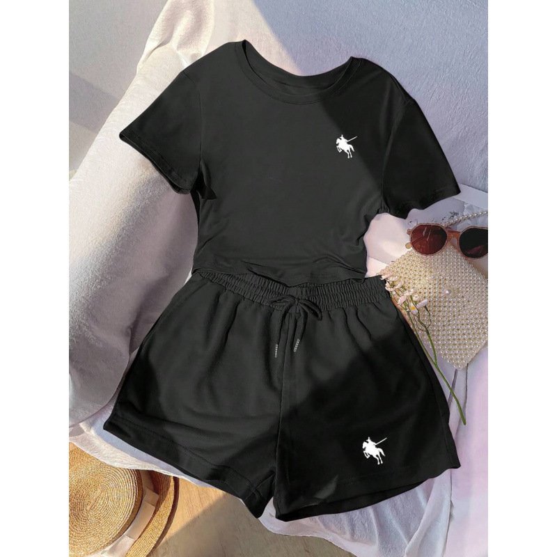 C 74114 comercio exterior Aliexpress transfronterizo 2 conjuntos de caballero casual impreso camiseta y pantalones cortos