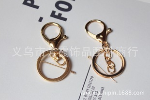 Factory direct supply 33mm key chain high-grade color plating three-piece lobster clasp key ring pendant jewelry