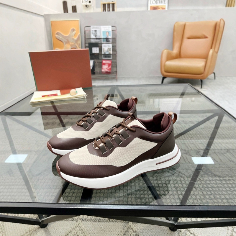 Laoma Shoe Store Men's Mesh Cowhide Low-Top Lace-Up Casual Sports Shoes Thick-Soled Fashion Lightweight Low-Key Jogging Shoes