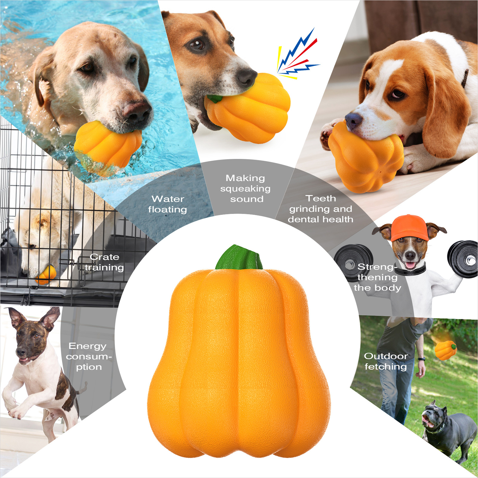 Juguetes de sonido de perro de calabaza de Halloween Amazon y otros suministros transfronterizos para mascotas calientes al por mayor juguetes de crujido