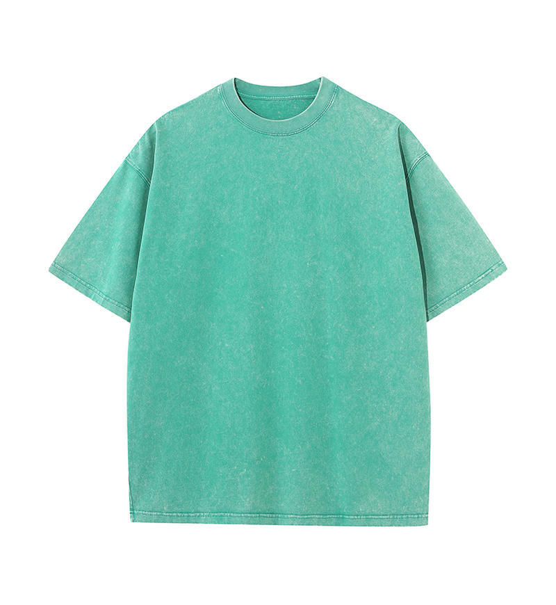 Transfronterizo europeo y americano pesado copo de nieve frito algodón retro lavado y viejo OVERSIZE camiseta de manga corta personalizada de marca de moda de bricolaje