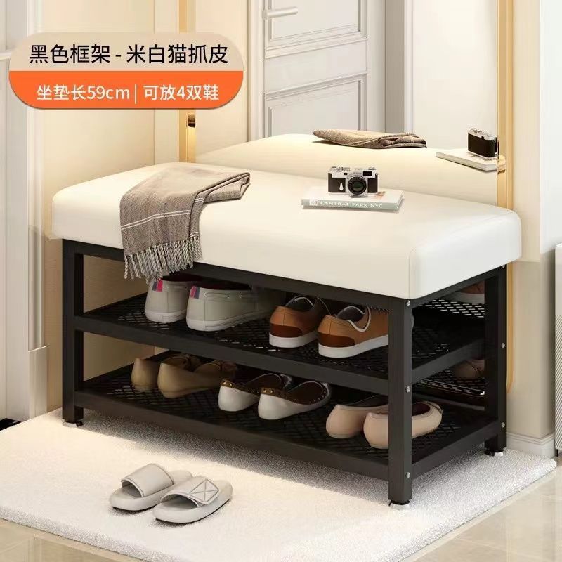 Cambio de taburetes de zapatos puerta de entrada de asiento taburete de zapatos portable paquete suave de lujo ligero creativo taburete rack de zapatos