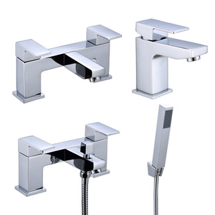 Popular Foreign Trade Product: British-Style Square Series Basin Bathtub Faucet with Handheld Shower, Copper Hot and Cold Water Faucet