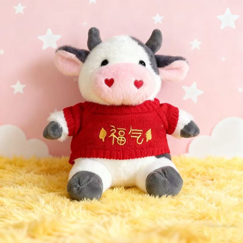 Transfronterizos de vestir grandes flores juguetes de peluche muñecas de vaca zodiacal muñecas de tela regalo muñecas de vaca de flores muñecas