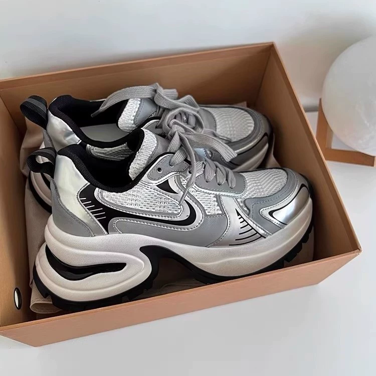 Zhao RUSI такой же стиль громоздкая обувь женская обувь 2024 Весна Новая Универсальная толстая подошва увеличенные популярные повседневные кроссовки