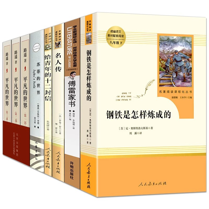 八年级下全套必读书傅雷家书钢铁是怎样炼成的苏菲平凡名人传给青