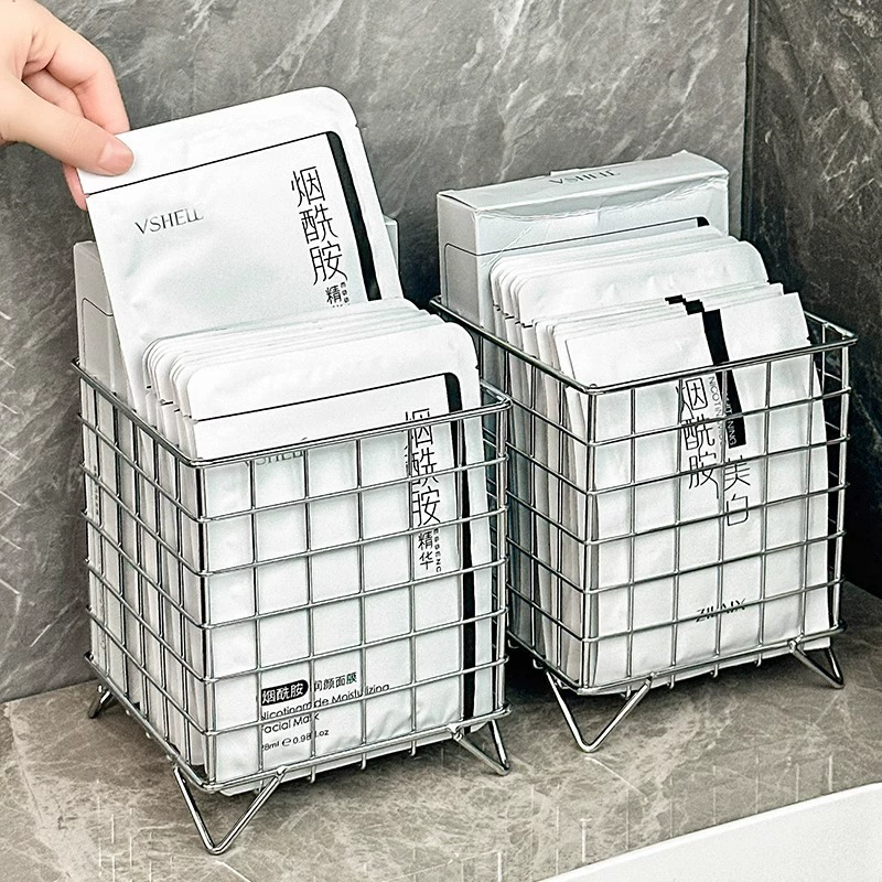 Железная корзина для хранения, офисное общежитие, ящик для хранения, настольный ящик большой емкости, косметика, всякая всячина, стеллаж для хранения масок