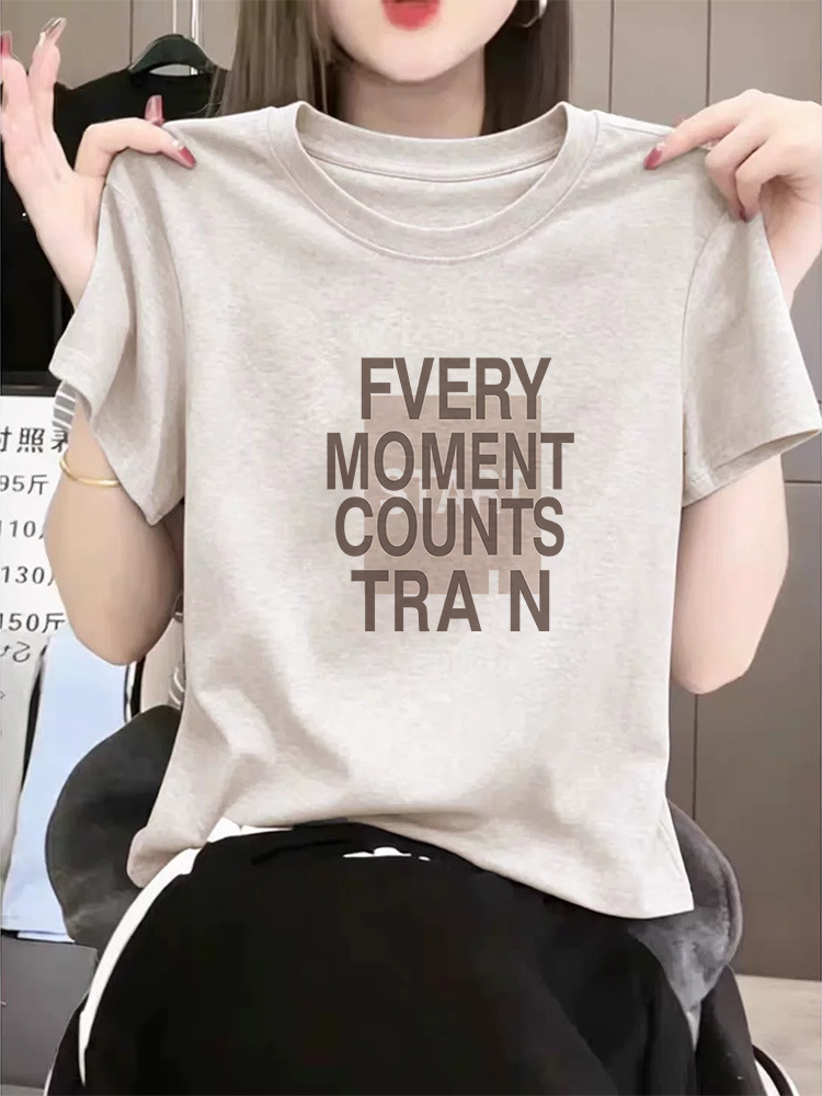 Women's Fashionable Versatile Basic Cotton Short-Sleeve T-Shirt for Work, Summer 2026 New Style Top
