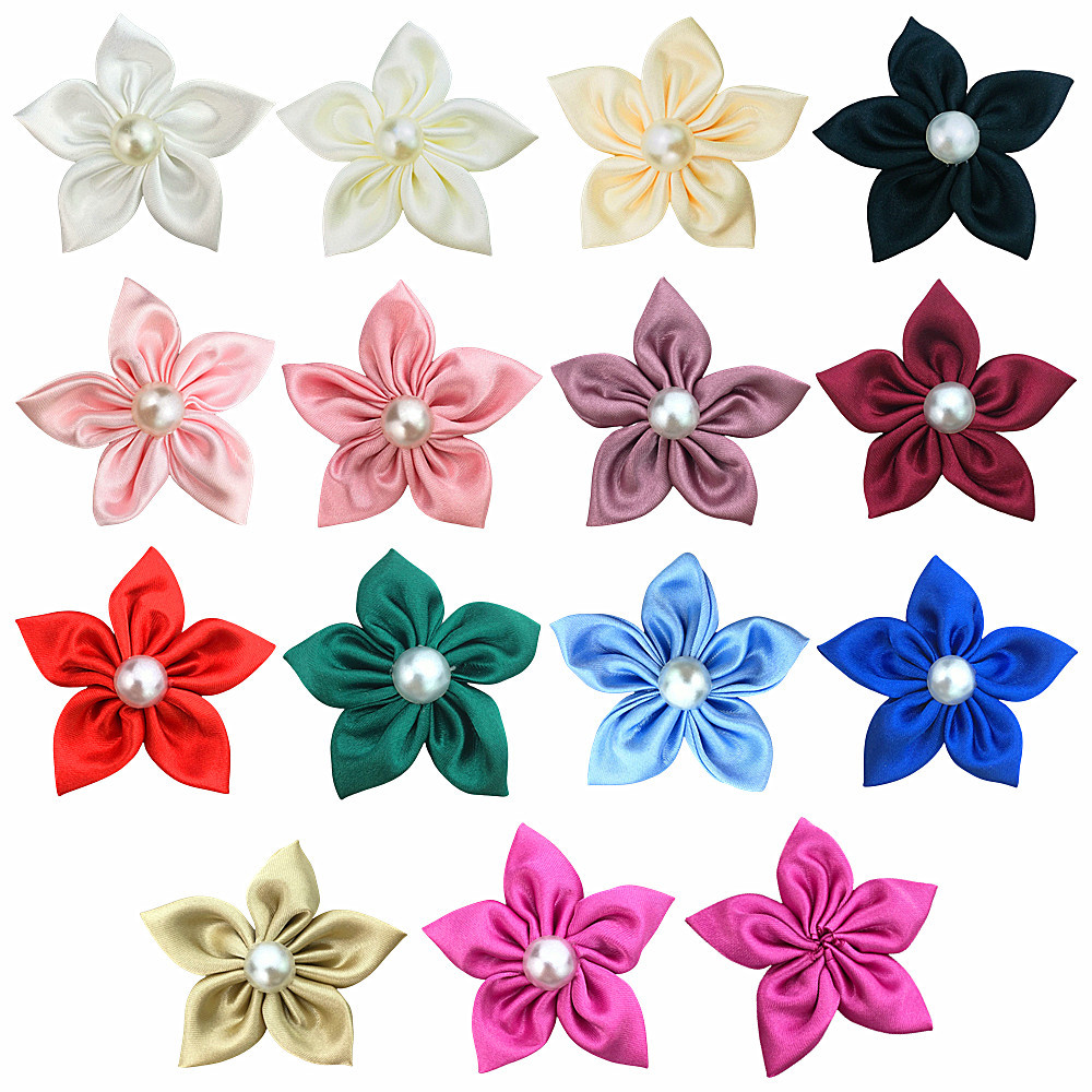 Spot 6cm Satin Five-Pointed Flower DIY Accessories Pure Handmade Clothing Accessories Flower Shoes and Hats Fashion Accessories Corsage