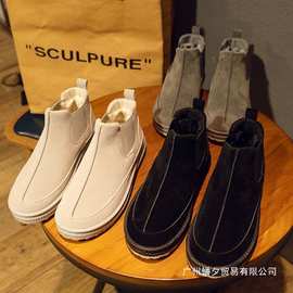 冬季保暖加绒东北雪地靴男一脚蹬四季面包鞋中帮套脚防滑棉鞋子男