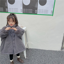 女童毛絨外套大衣兩面穿2021冬季新款韓版立領羊羔毛保暖厚實棉衣