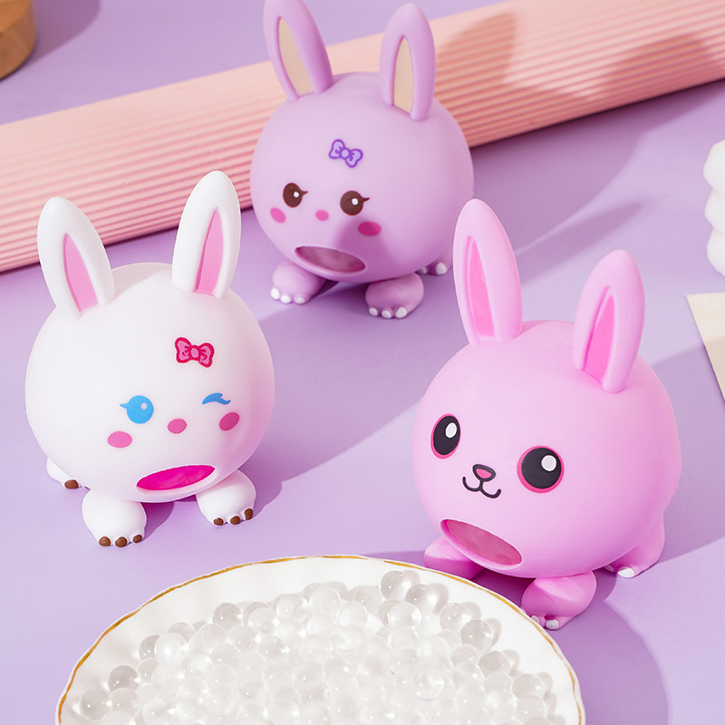 利洋玩具 創意大爆珠小兔解壓玩具萌萌兔吐球TPR軟膠卡通發泄趣玩