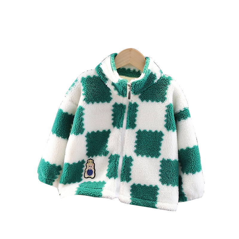 [Oso Jin Yong] abrigo para niños ropa de algodón acolchado niños niñas cordero nuevo Otoño e Invierno forrado de lana engrosada bebé suéter de los niños